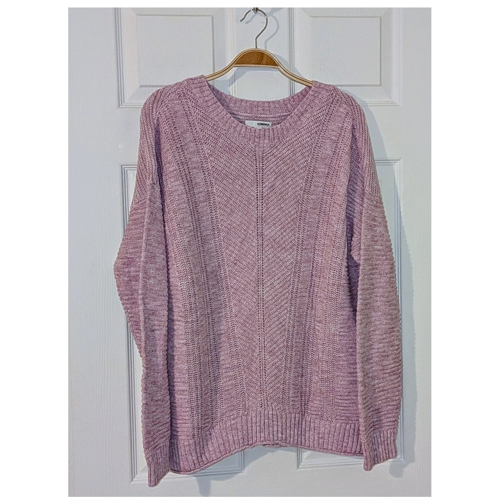 SONOMA Goods for Life Women's Chevron Knit Sweater Rose Pullover Size L NWOT‎
